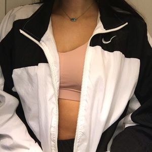 vintage black and white oversized bike windbreaker